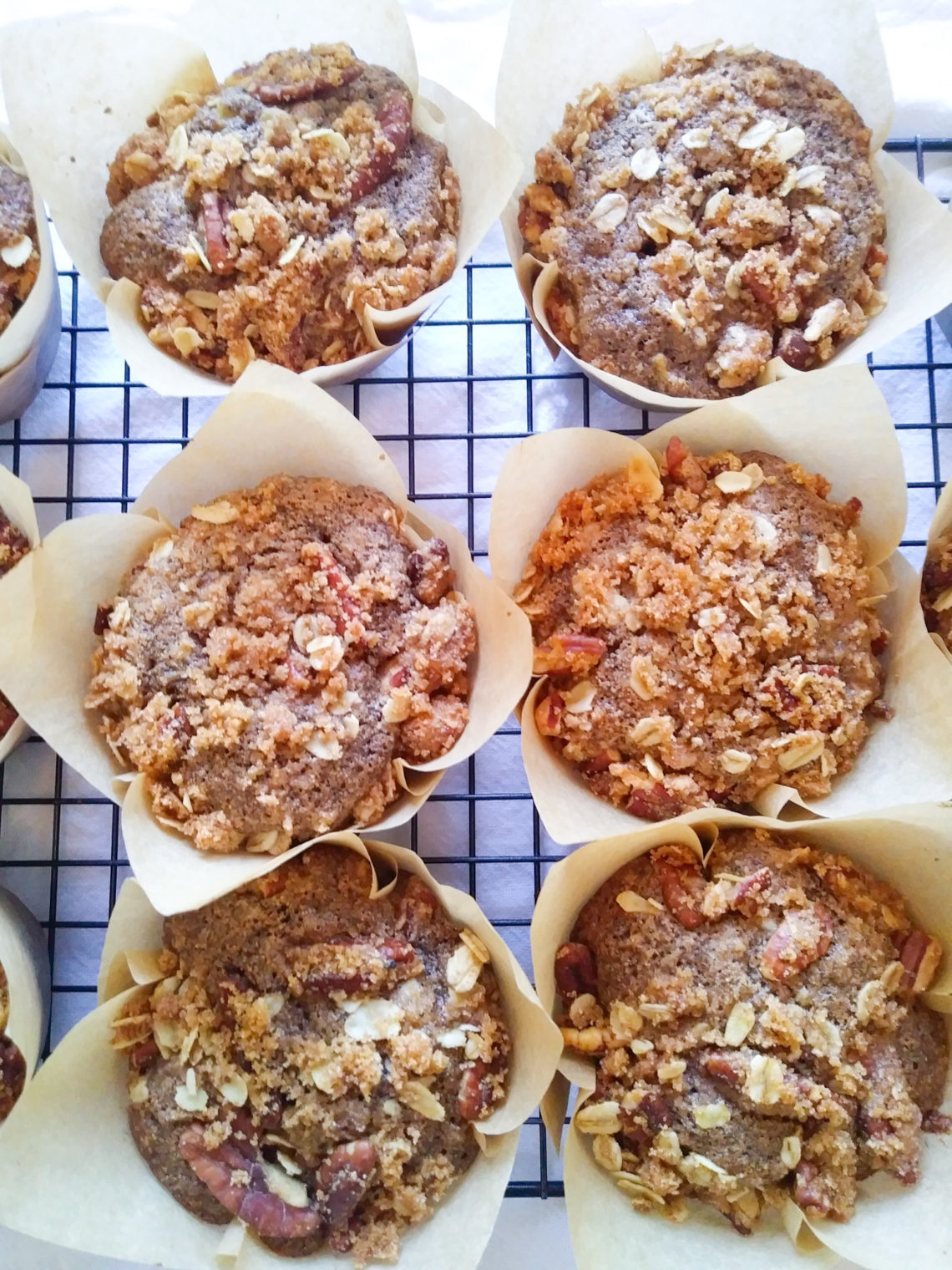 Buckwheat Rhubarb Muffins with Pecan Streusel
