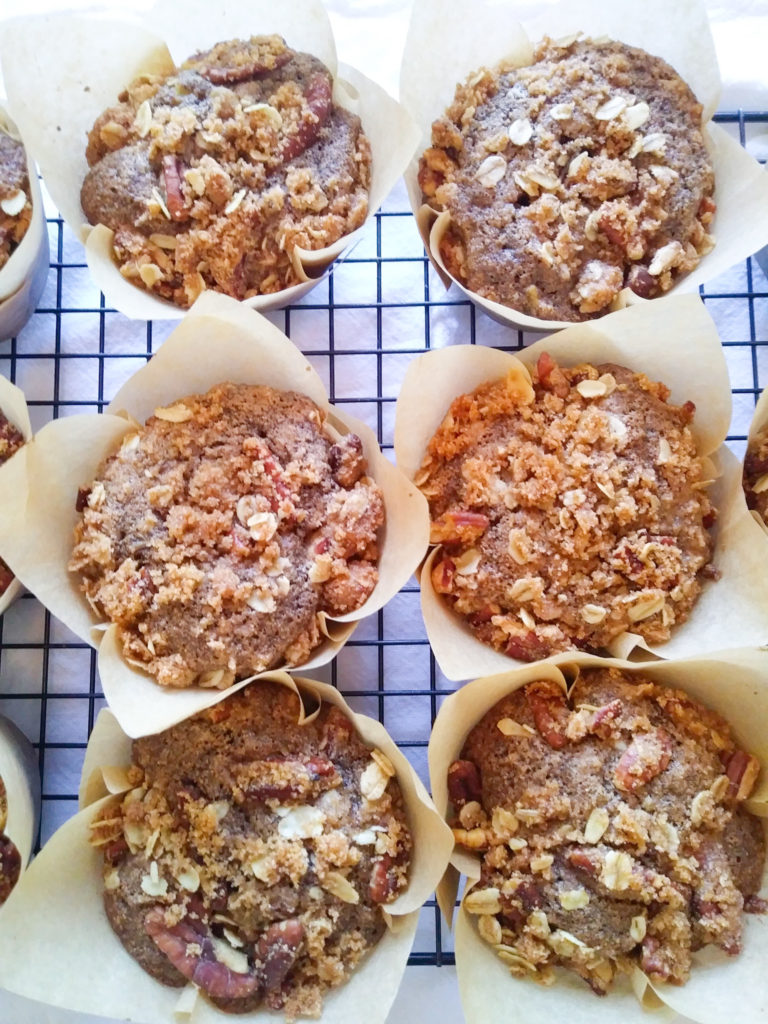 Buckwheat Rhubarb Muffins with Pecan Streusel