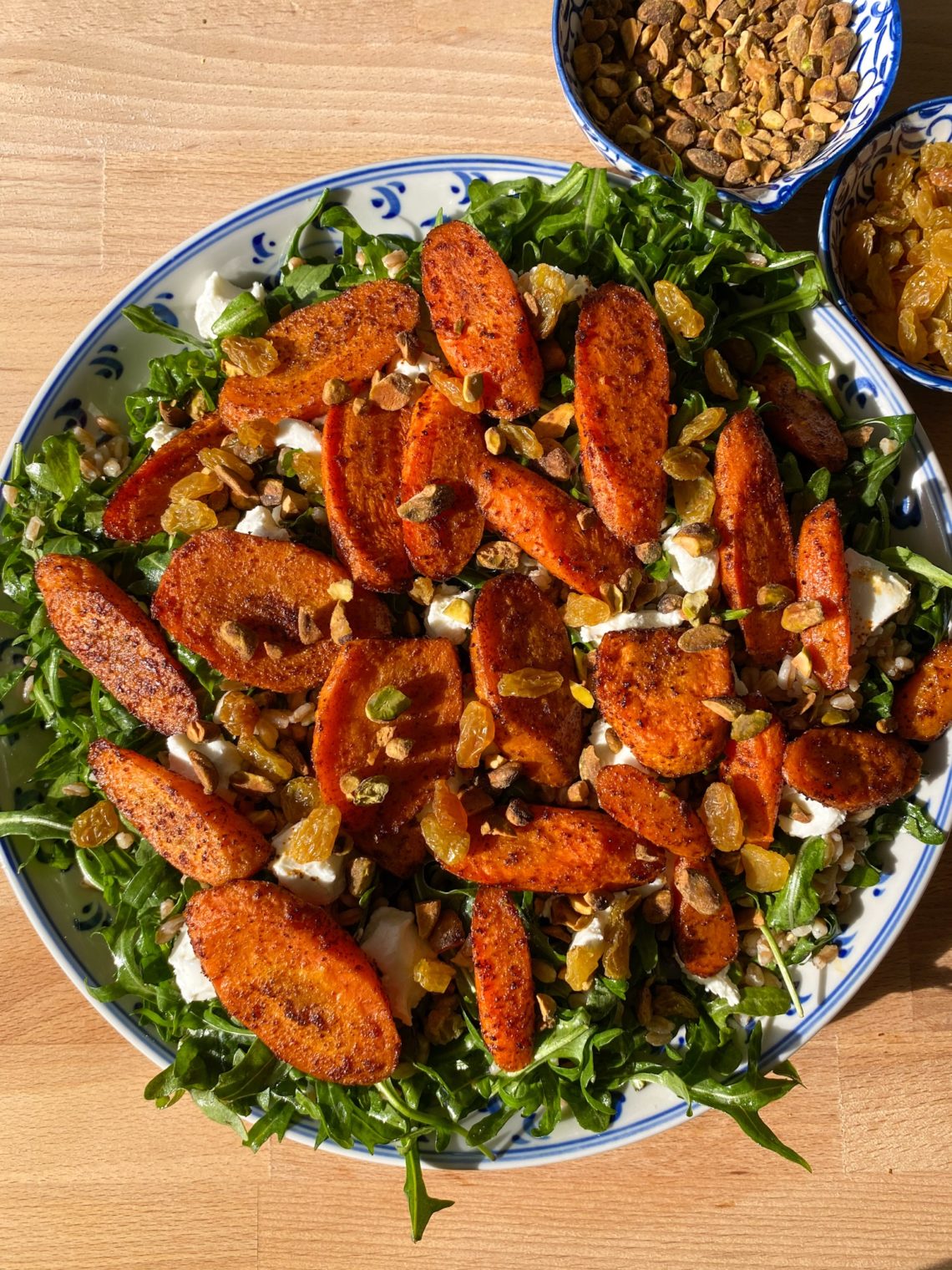 Roasted Carrot, Farro, & Arugula Salad