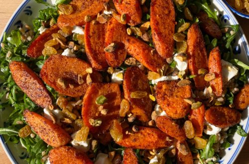 Roasted Carrot, Farro, & Arugula Salad