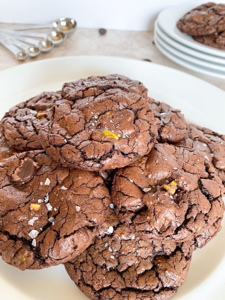 Olive Oil Pistachio Brownie Cookies
