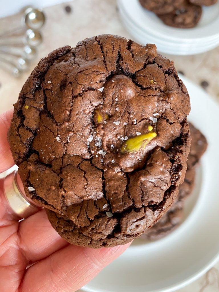 Olive Oil Pistachio Brownie Cookies