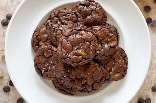 Olive Oil Pistachio Brownie Cookies