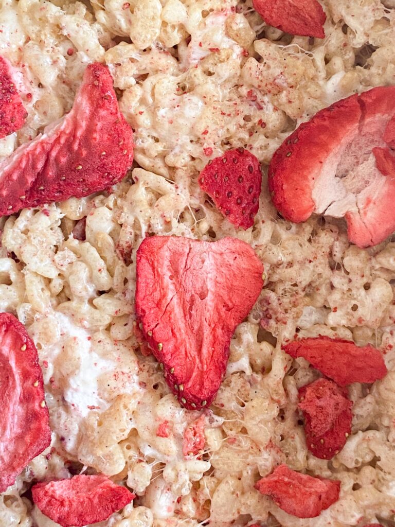 Strawberries and Cream Rice Krispie Bars