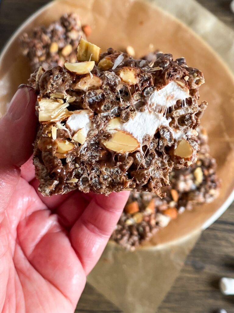 rocky road rice krispie bars